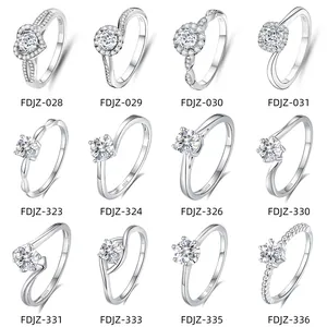 Selection of S925 sterling silver moissanite rings in various designs for weddings