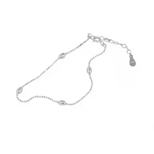 Bracciale in argento sterling 925 con perle a forma di chicco di riso d'oliva