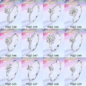 Collection of S925 sterling silver moissanite wedding rings in twelve unique designs