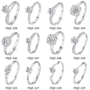 S925 sterling silver moissanite rings set featuring various elegant solitaire styles