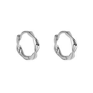 Elegant 925 sterling silver Mobius twist hoop earrings with a minimalist polished finish