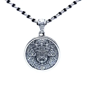 Vintage S925 sterling silver Zahi Lhamo female wealth god pendant ethnic necklace