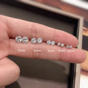 Orecchini a Bottone in Argento Sterling 925 con Zirconia per Donna Minimalista Quattro Griffe Lucidi Tondi Piccoli Gioielli Versatili