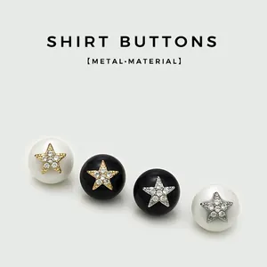 Lussuosi Bottoni in Perle Artificiali Con Strass Stella Cuore Bottoni a Gambo in Metallo per Cardigan Camicia Vestito Cucito Artigianato