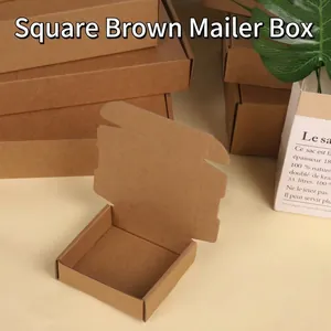 Durable square brown kraft paper corrugated shipping box for packaging and gifts