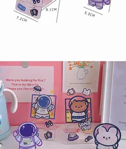 Cute cartoon astronaut and bunny transparent acrylic phone stand for desktop display