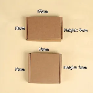 Detail of durable brown kraft paper mailing boxes with specific size measurements