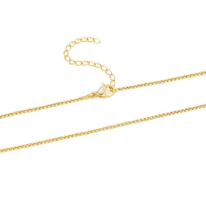 Elegant 18k gold plated box chain necklace featuring a lobster clasp and adjustable extender