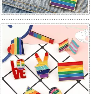 Vibrant rainbow stripe enamel pins and pride badges for backpack decoration