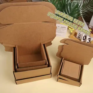 Detailed view of nested square brown cardboard airplane boxes for shipping and gifts
