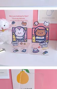 Cute cartoon astronaut rabbit and bear transparent acrylic phone stand for desktop