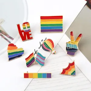 Creative pride rainbow enamel pins set for backpack and clothes aesthetic decoration