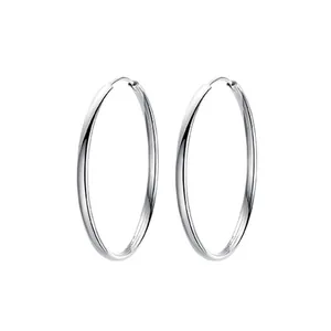 Élégantes grandes créoles en argent sterling 999 poli de style rond classique