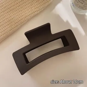 Elegant matte brown 10cm large hair claw clip for women, rectangular shark clip