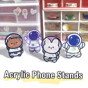 Cute bunny and bear astronaut acrylic phone stands for desktop mobile phone support