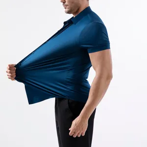 Chemise business à manches courtes pour hommes turquoise à haute élasticité