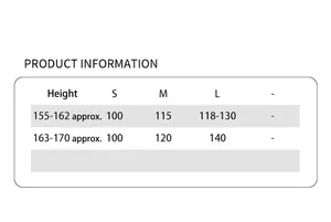 Detailed size guide chart for women's high-waist zippered jogger pants with elastic design