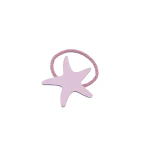 Cute pink starfish hair tie for children featuring a glittery PU leather finish
