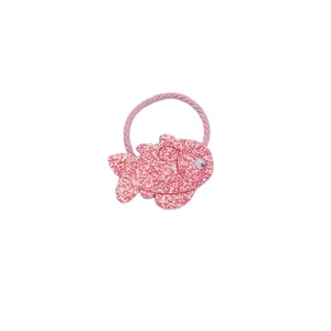 Pink glitter fish hair tie for girls with cute animal design details
