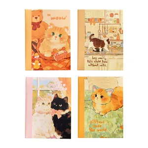Set of 4 A7 pocket notebooks featuring cute cat illustrations and inspirational phrases