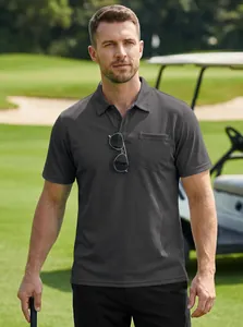 Atmungsaktives dunkelgraues Mesh-Poloshirt für Herren zum Golfen und für den Sommer
