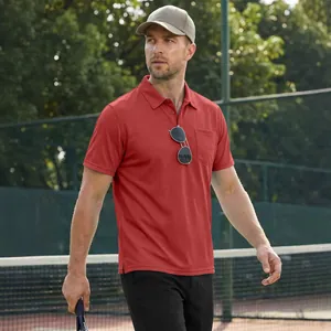 Rotes, atmungsaktives Mesh-Poloshirt für Herren, ideal für Sport und Sommerfreizeit