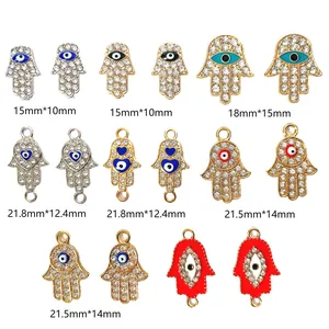 Ciondoli assortiti Evil Eye Hamsa per gioielli fai da te, strass 15-22mm