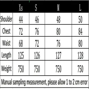 Detailed size chart for the solid color waist-cinching dress with button accents