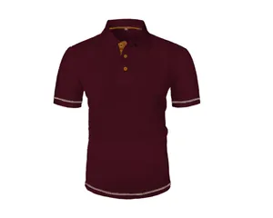 Close-up detail of burgundy ice silk mesh polo shirt with high-end textured knit