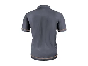 Back view of charcoal gray mesh ice silk polo shirt with contrast stitching details