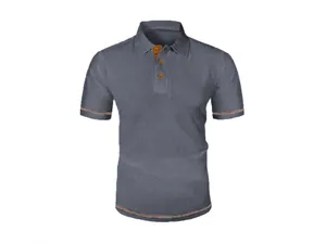 Close-up view of the breathable mesh fabric texture and contrast button details on the polo