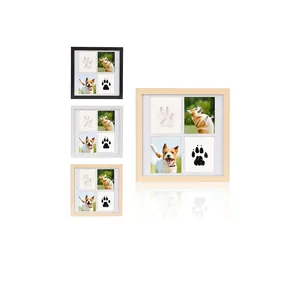 DIY Pet Paw Print Memorial Photo Frame Kit MDF Wood Multi Window Clay Ink Pad Dog Cat Keepsake Gift