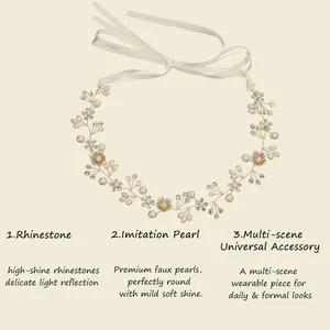 Elegante fascia per capelli da sposa con strass e perle finte per occasioni speciali