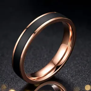 Ring Stainless Steel Titanium Geometric Minimalist Enamel Inlay Waterproof Non-Fading Jewelry For Women