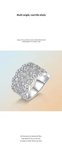 Close-up of luxury S925 sterling silver ring with sparkling moissanite stones