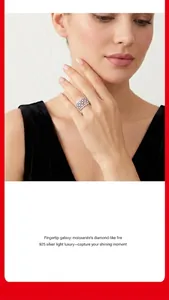 Detailed view of S925 silver moissanite ring with intricate lace design on hand