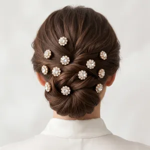 Élégant ensemble de pics à cheveux en forme de fleur strass pour coiffures de mariage