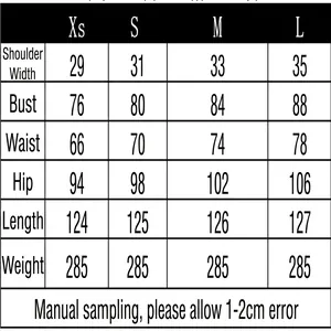 Detailed size chart for halter neck tie-up straight maxi dress including XS to L measurements.
