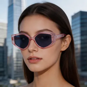 Trendy Polygon Sunglasses Women Men UV400 Protection PC Frame Geometric Diamond Retro Outdoor Travel Fashion Eyewear