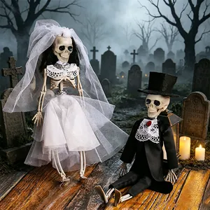 Halloween Skelett Braut und Bräutigam Figuren für gruselige Friedhofsparty-Deko