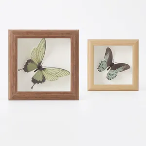 Wooden Photo Frame Nordic Minimalist Wood Texture Home Decor Tabletop Wall Hanging Display Organic Glass