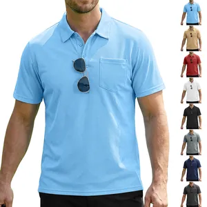 Détail du polo tactique pour homme avec poche poitrine et plusieurs options de couleurs