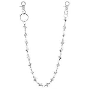 Punk style silver dice waist chain for jeans with hip-hop aesthetic and lobster clasps