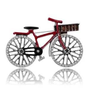 Retro Bicycle Shaped Brooch Alloy Rhinestone Inlaid Pin For Women Fashion Suit Lapel Pin Decoration Accessories