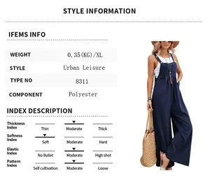 Dunkelblauer ärmelloser Damen-Jumpsuit mit detaillierten Produktspezifikationen