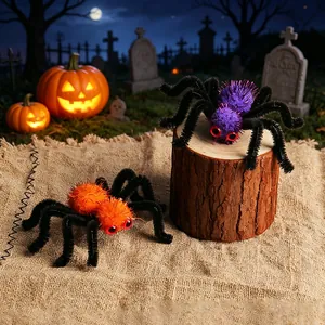 Pince À Cheveux Araignée En Peluche Simulation Halloween Jambes Flexibles Effrayantes Paillettes Colorées Accessoire De Cheveux Fête
