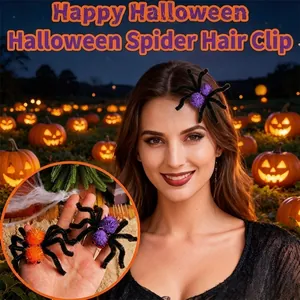 Pince à cheveux araignée en peluche pour costume d'Halloween et accessoire cheveux.