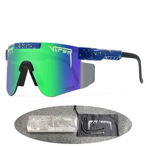 Pit Viper professional polarized cycling sunglasses set with mirrored green lens