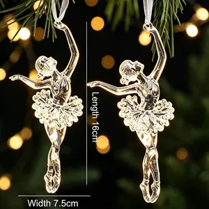 Transparent Acrylic Christmas Tree Hanging Ornaments Crystal Style Snowflake Reindeer Angel Decor Holiday Party Elegant