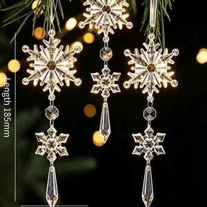Decorative hanging acrylic snowflake icicle Christmas tree ornaments set of 3, 185mm